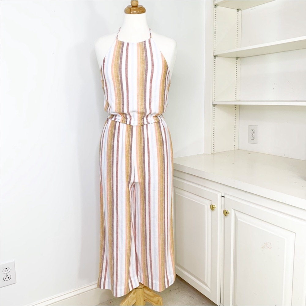 Anthropologie Cloth & Stone Striped Linen Jumpsuit - Picture 2 of 12